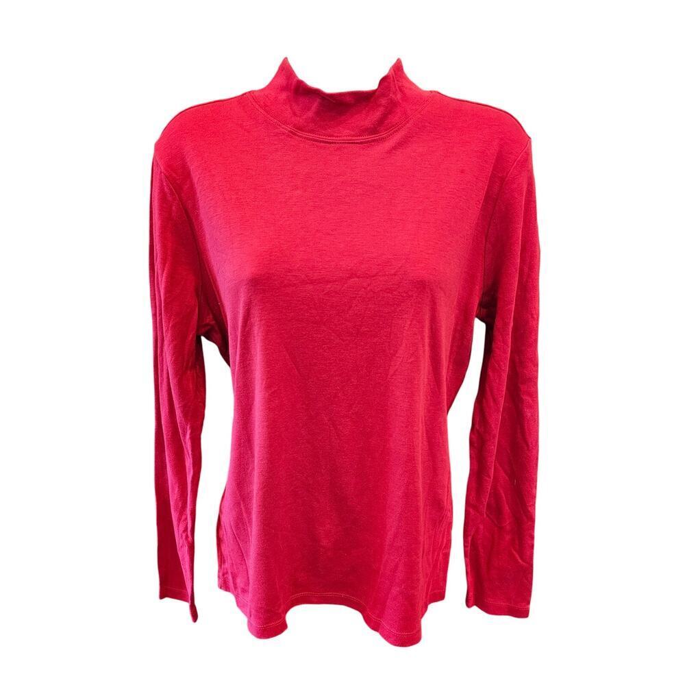 Vintage ll bean iconic high turtleneck red pima supima cotton M minimalist +